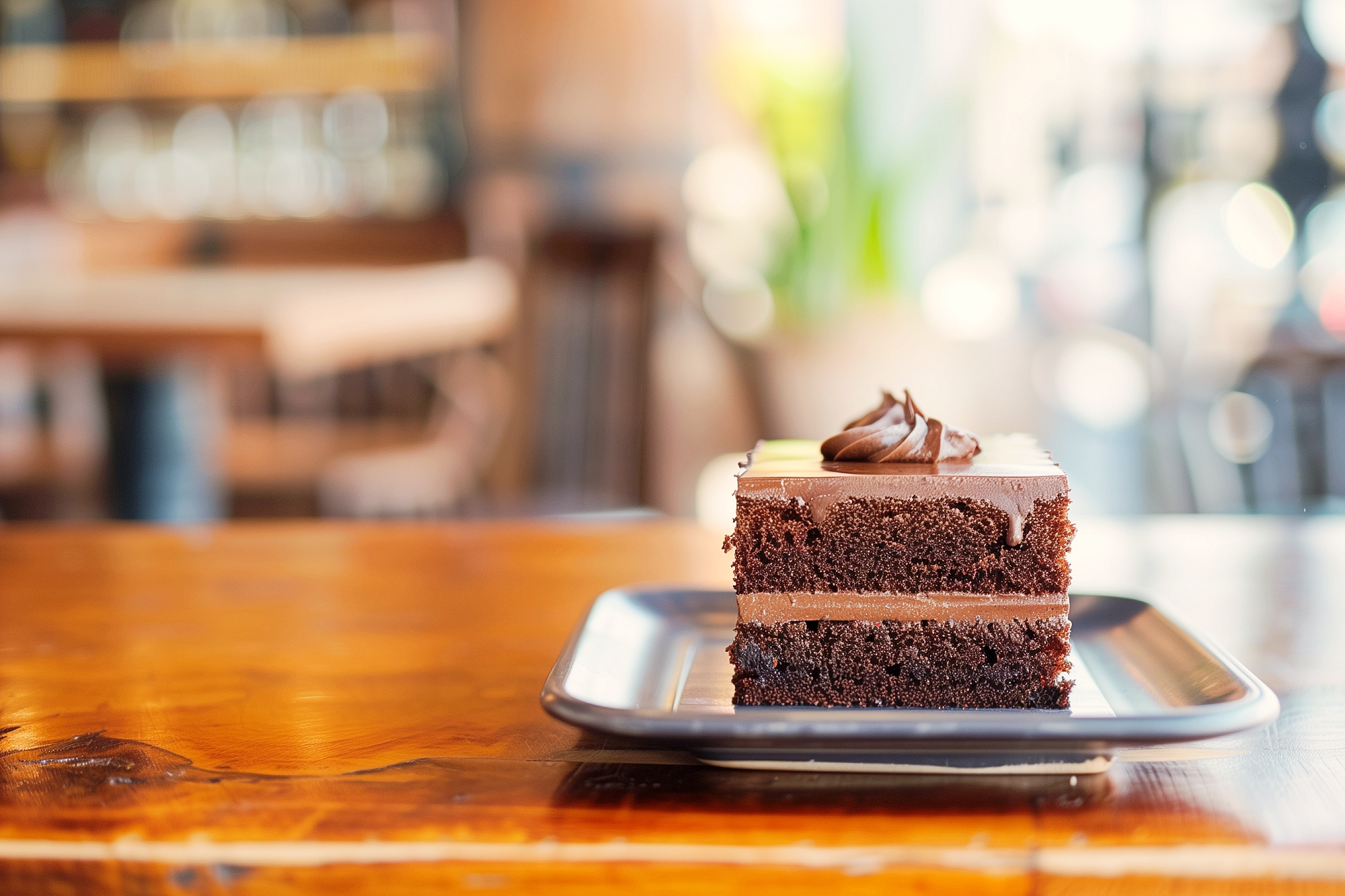 カフェでおしゃれなチョコレートケーキを注文０３