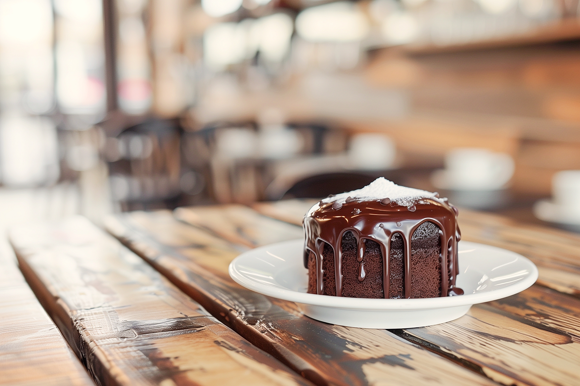 カフェでおしゃれなチョコレートケーキを注文０