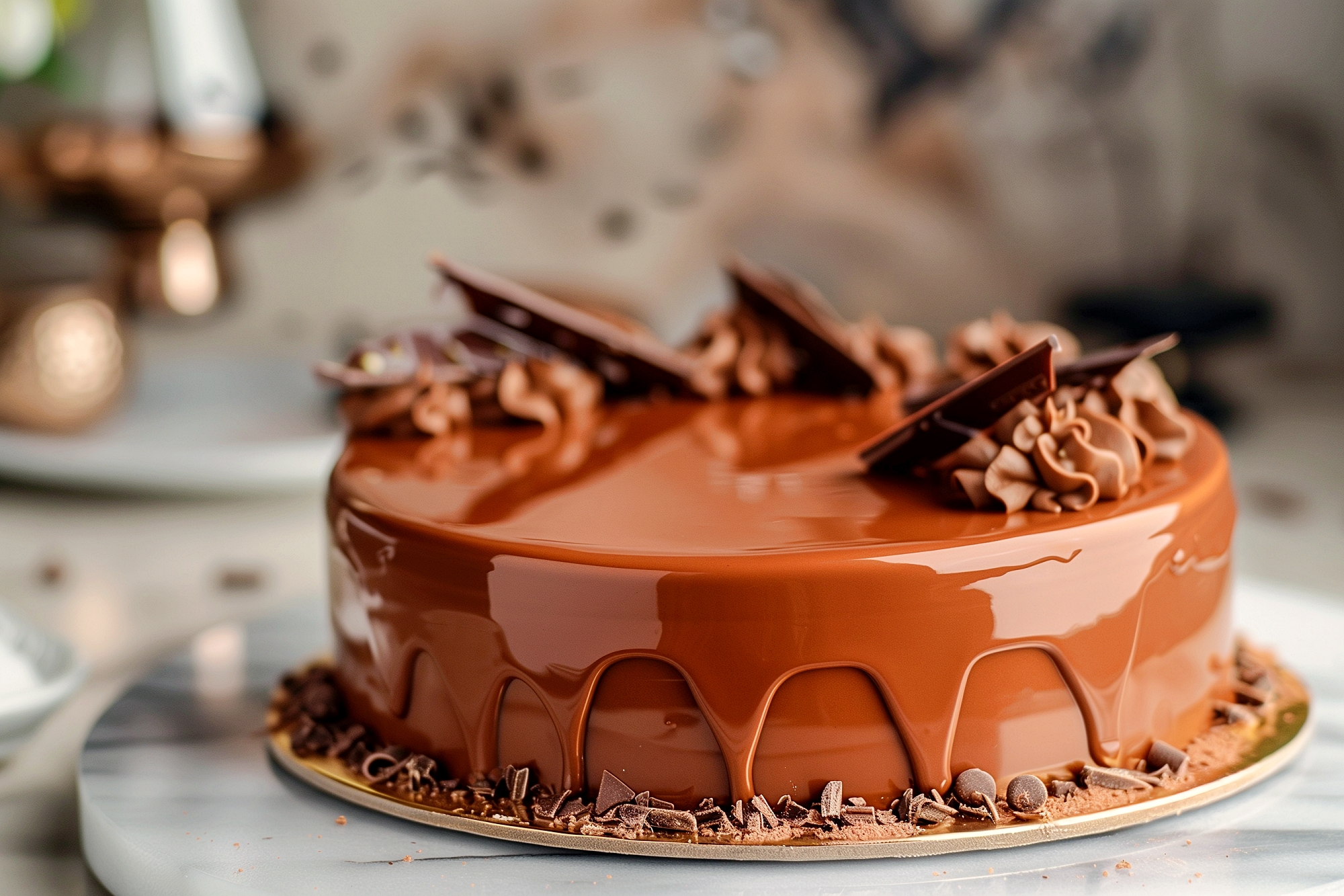 カフェでおしゃれなチョコレートケーキを注文０