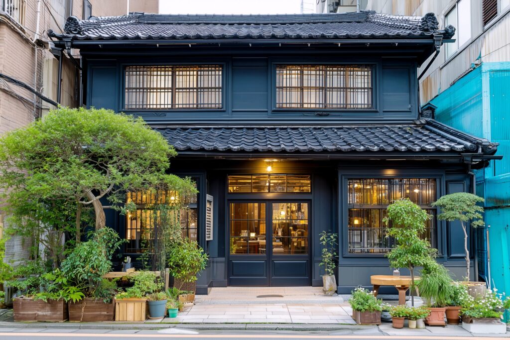 リノベーションしたおしゃれな古民家カフェの外観・フリー素材０