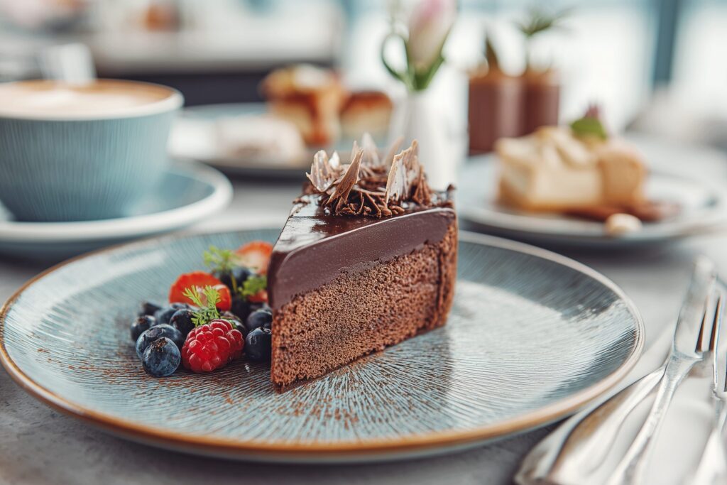 【フリー素材】カフェのおしゃれなチョコレートケーキ０３