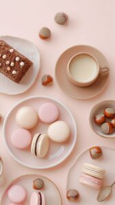 【スマホ壁紙】パステルカラーのマカロンとスイーツ・食べ物フリー素材03