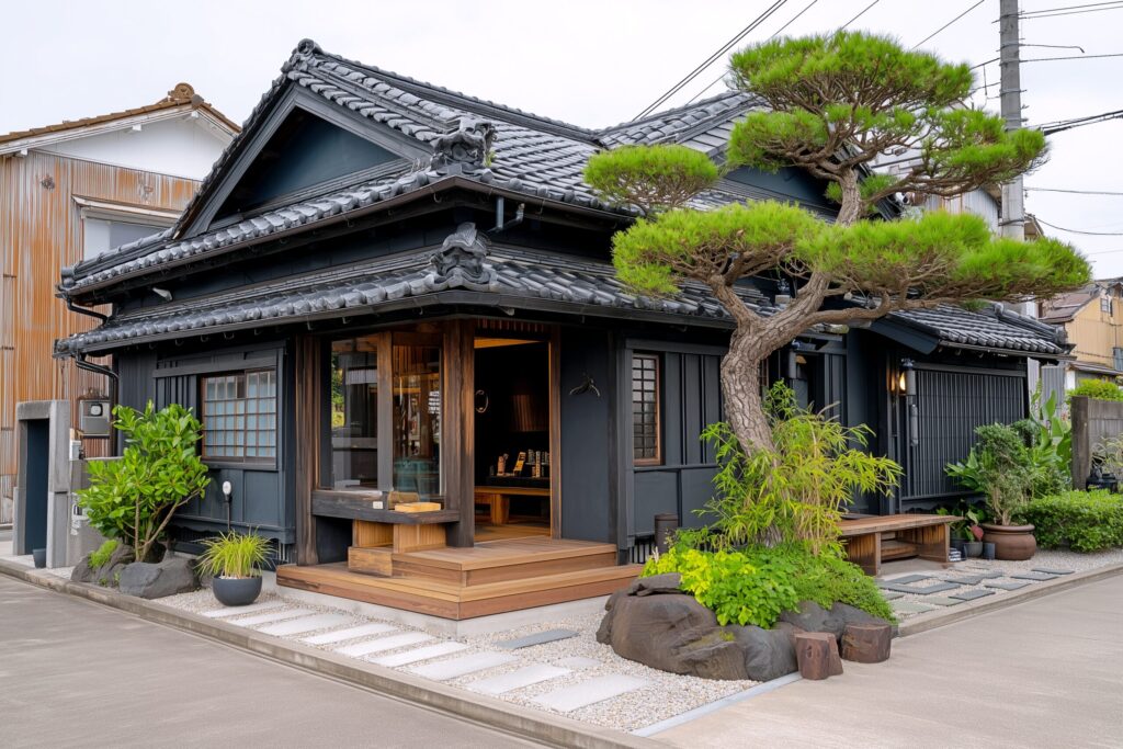 リノベーションしたおしゃれな古民家カフェの外観・フリー素材０