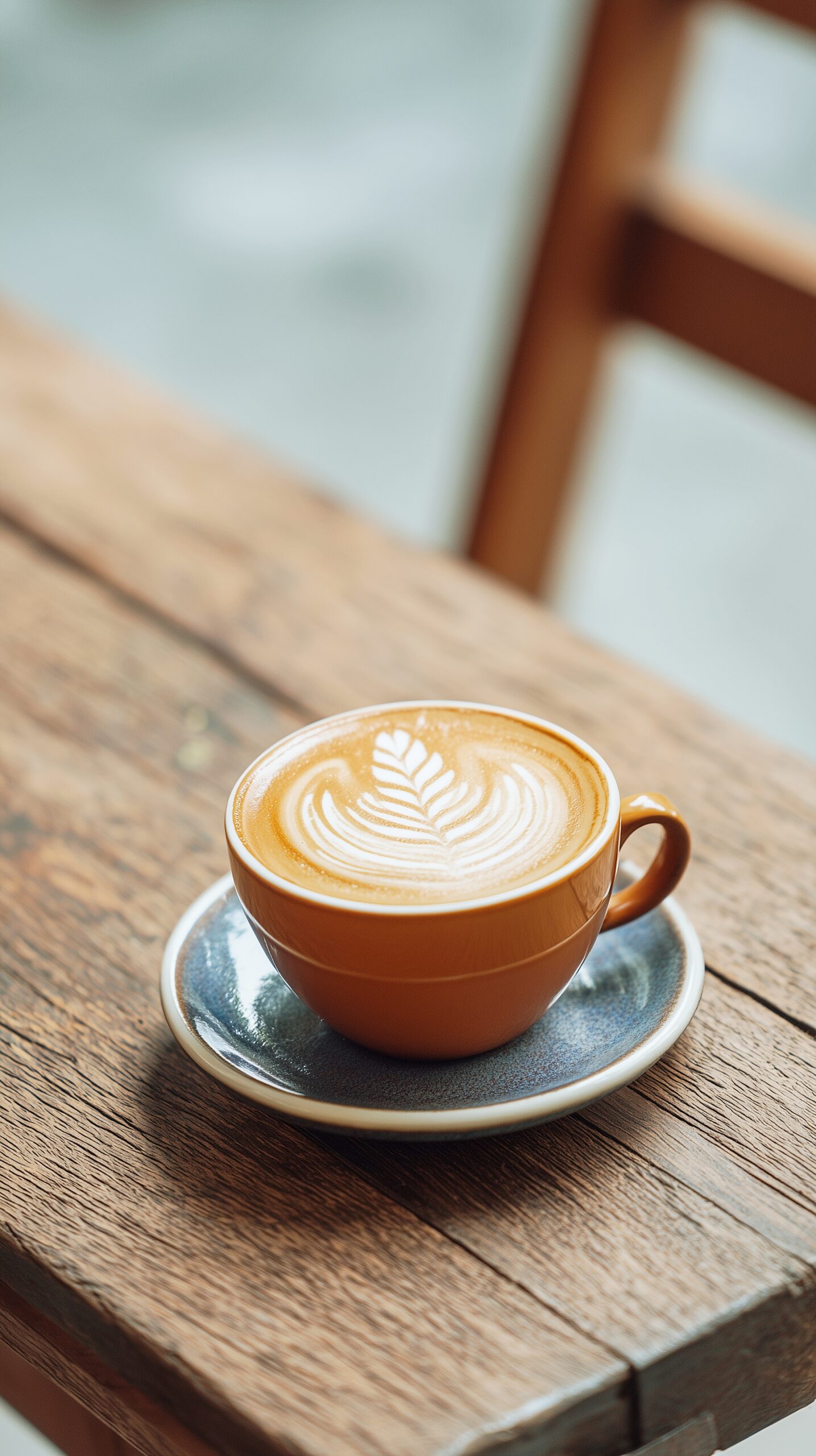 【壁紙】カフェテーブルの上のラテアート・フリー素材0