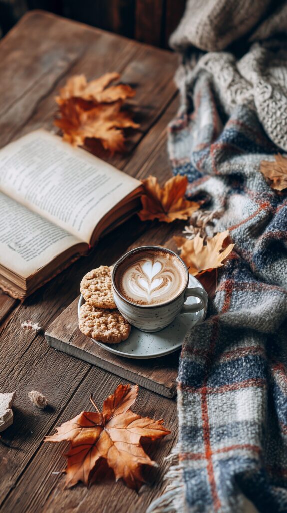 【スマホ壁紙】オシャレな秋のカフェスイーツとコーヒー・フリー素材０