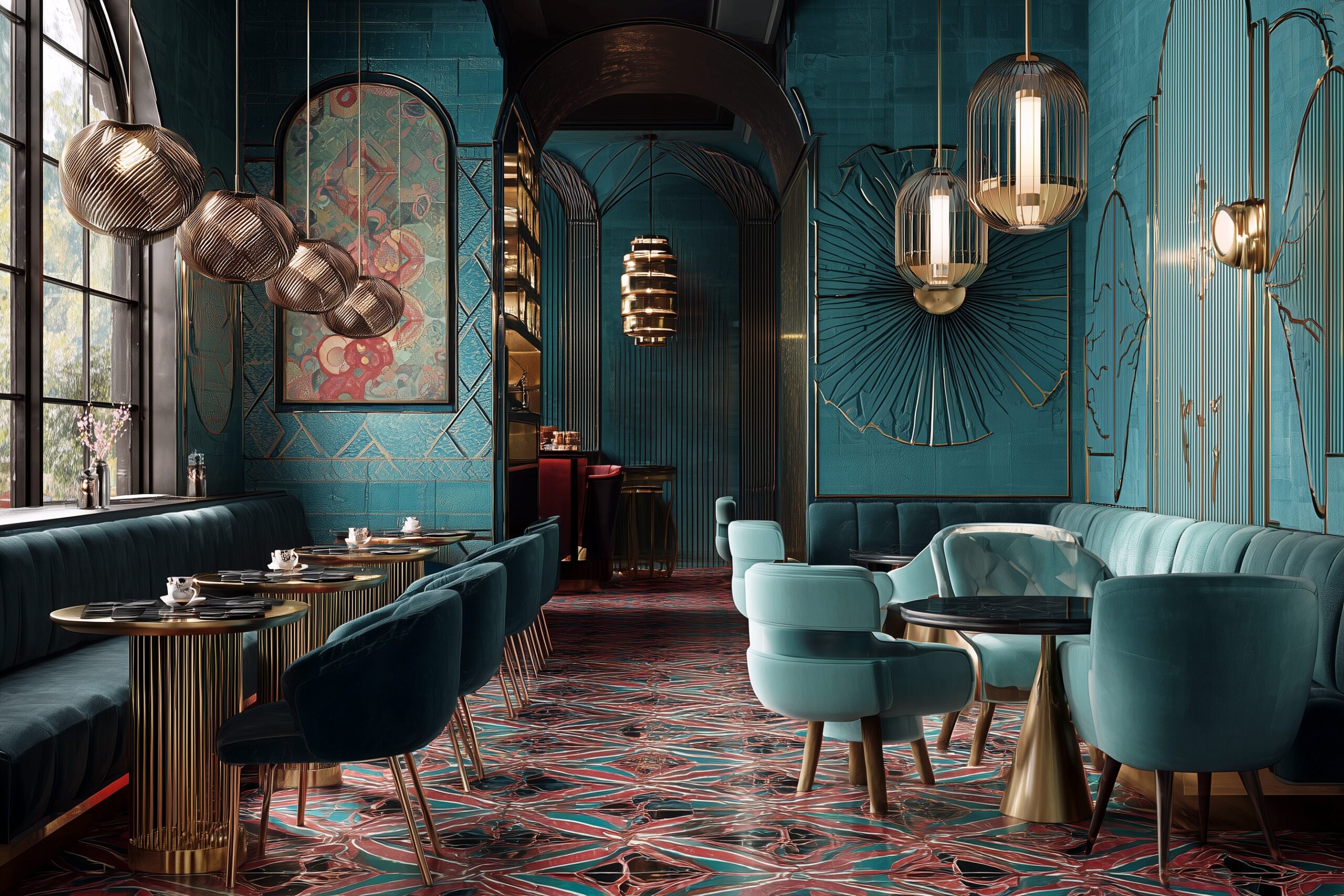 【内装デザイン】高級感のあるオシャレカフェのインテリア・フリー素材０４