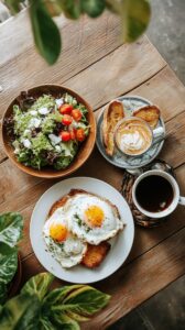 【フリー素材】カフェの食事・モーニングメニュー(目玉焼きトースト/ホットコーヒー)0