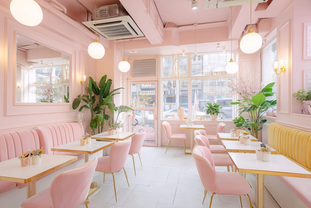 【フリー素材】かわいい韓国風カフェのインテリア画像０