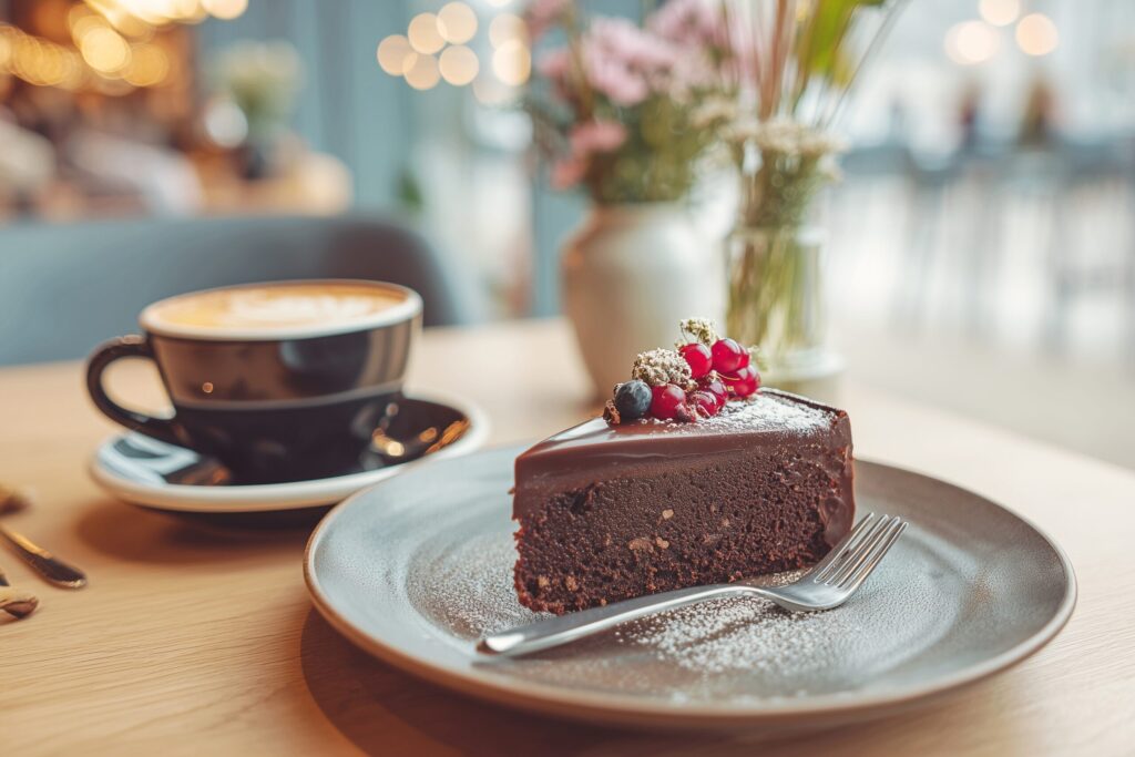 【フリー素材】カフェのおしゃれなチョコレートケーキ０１