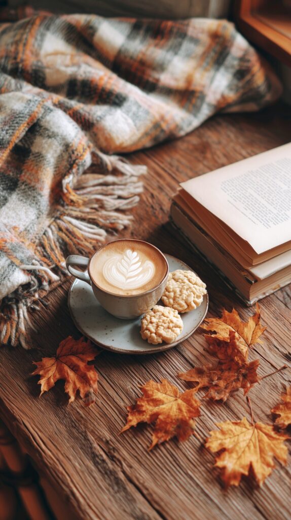 【スマホ壁紙】オシャレな秋のカフェスイーツとコーヒー・フリー素材０
