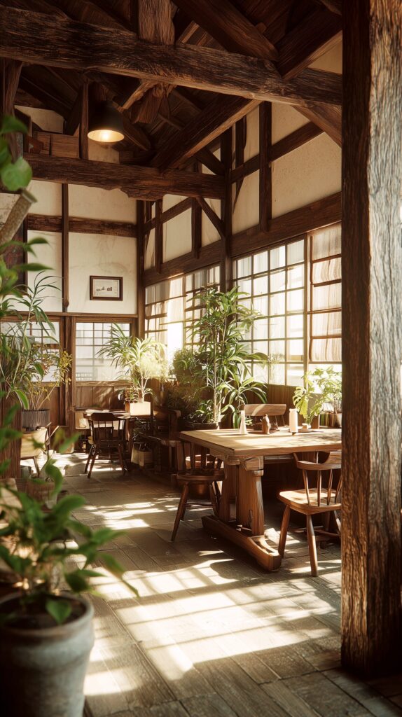 【スマホ壁紙】古民家カフェのインテリア画像・フリー素材０