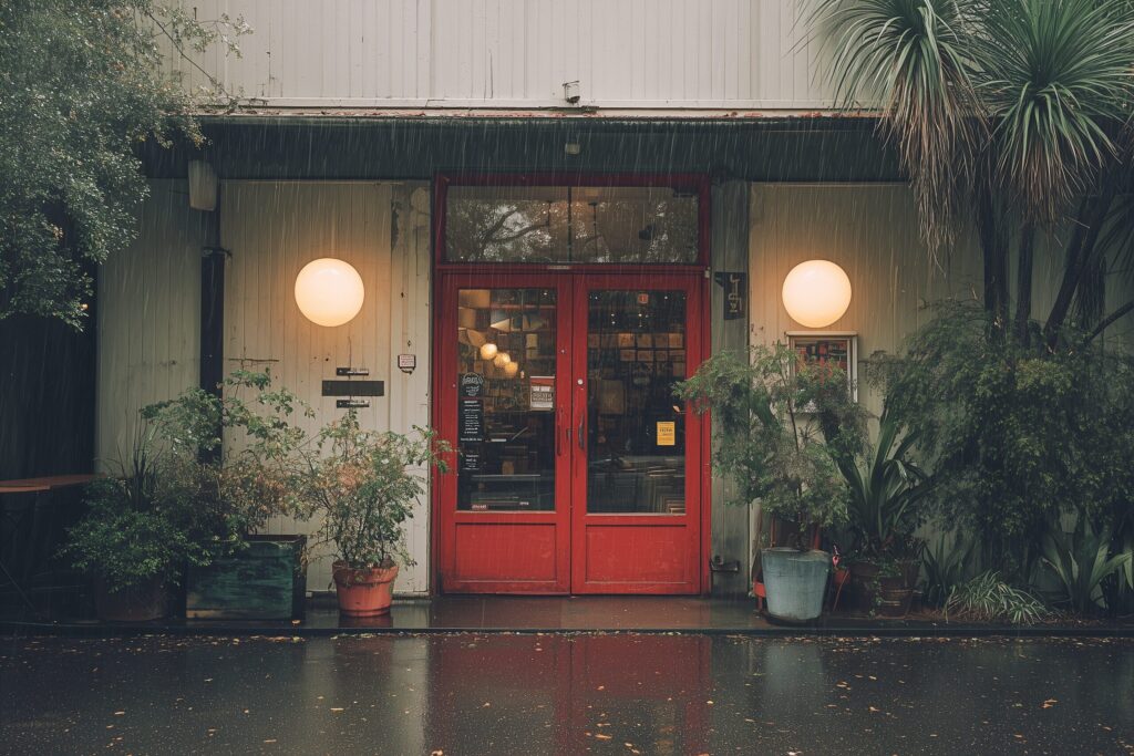 【フリー素材】おしゃれなレトロカフェの入り口ドア画像０