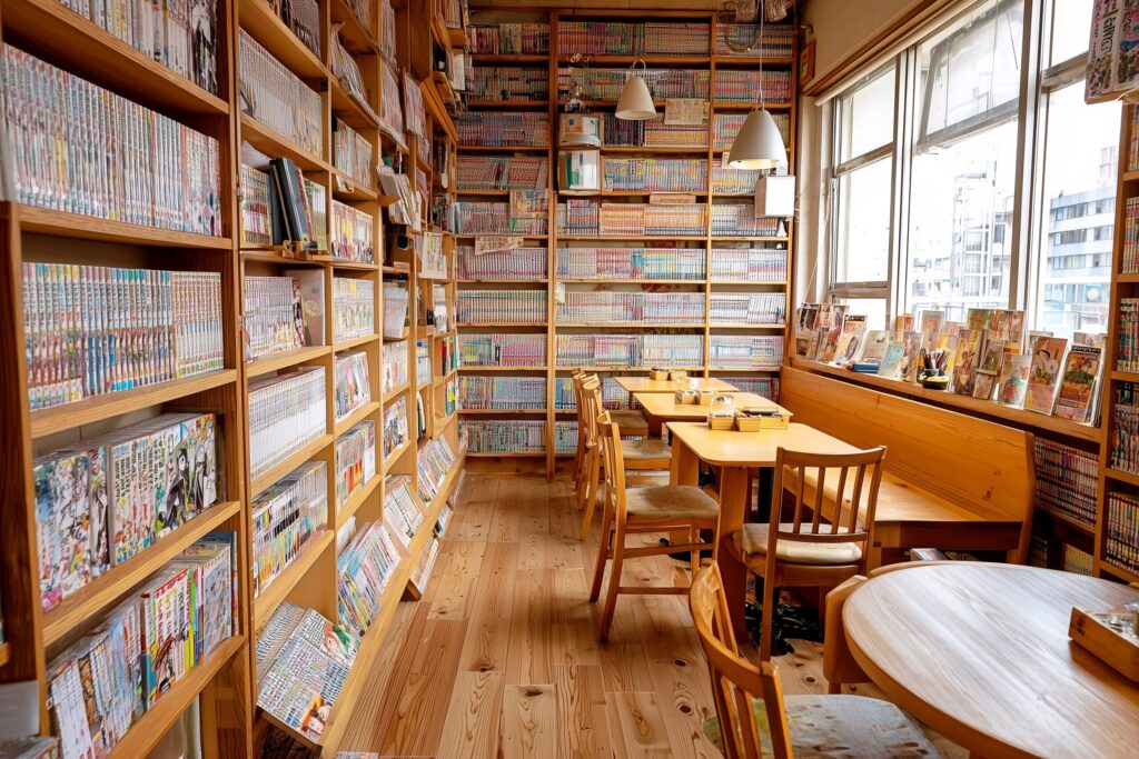 【カフェインテリア】漫画喫茶の店内イメージ画像・フリー素材０