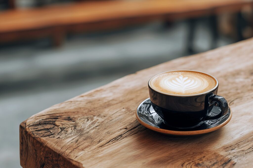 【無料】カフェテーブルにある温かい珈琲・フリー素材０