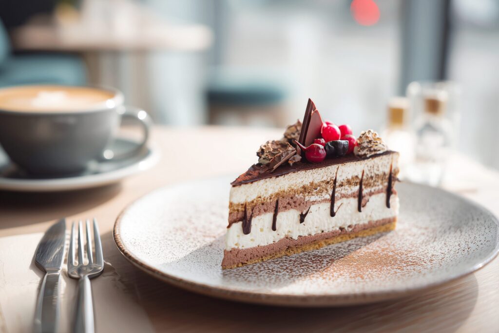 【無料】カフェで注文するチョコレートケーキ・スイーツのフリー素材０