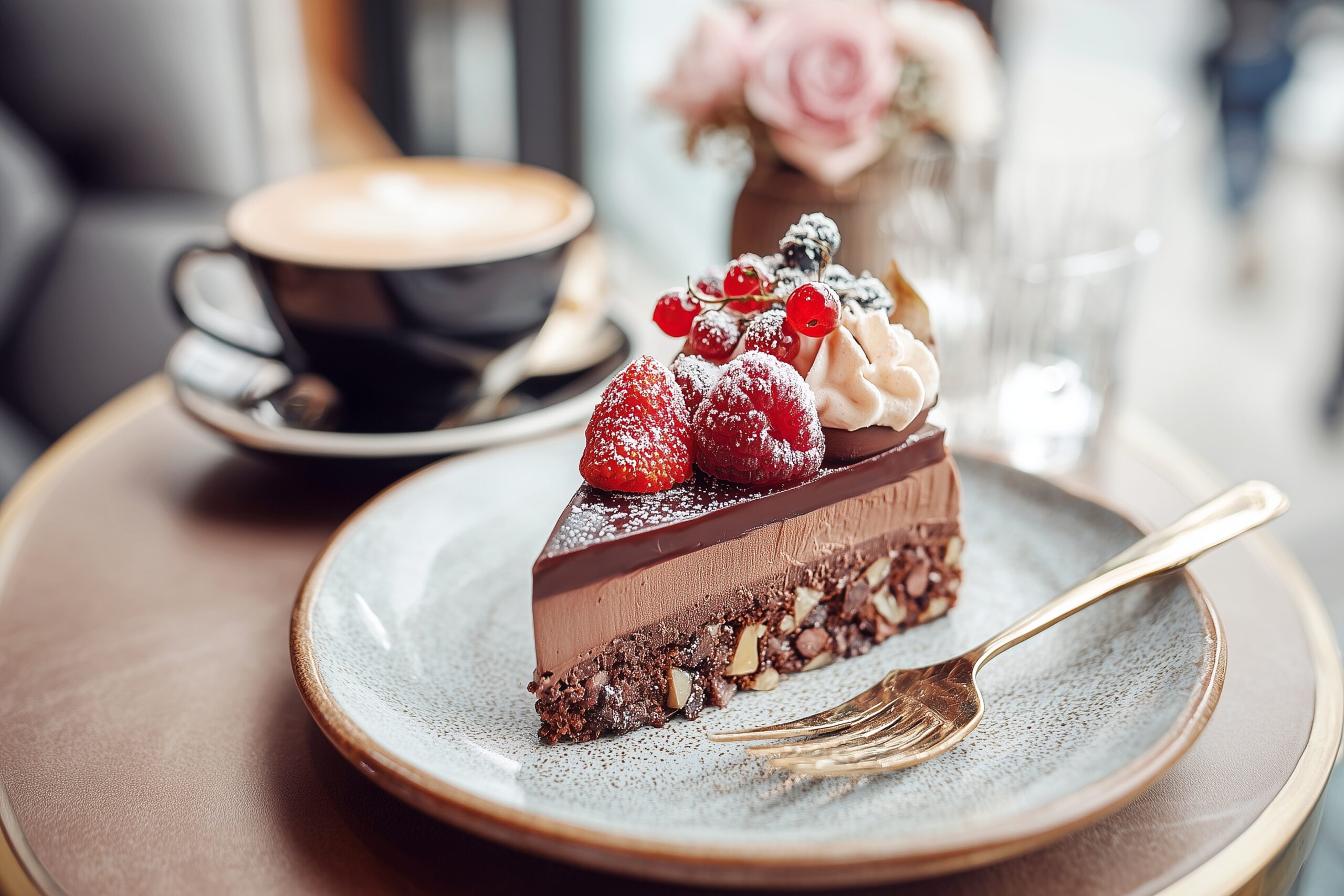 【無料】カフェで注文するチョコレートケーキ・スイーツのフリー素材０