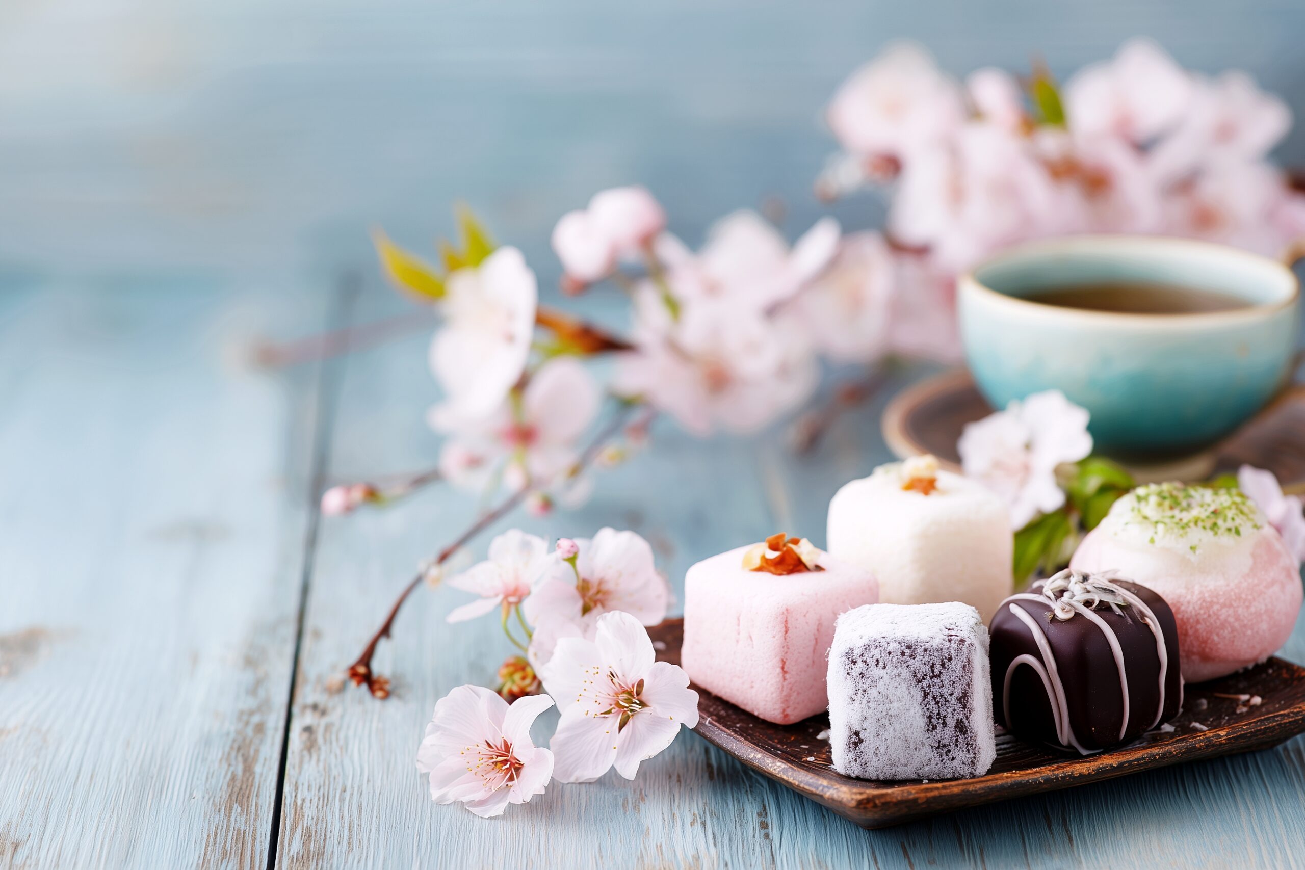 【フリー素材】春の桜とおしゃれなカフェスイーツ画像・Cafe Sweets０