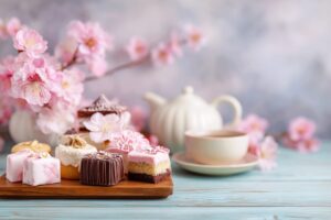 【フリー素材】春の桜とおしゃれなカフェスイーツ画像・Cafe Sweets０