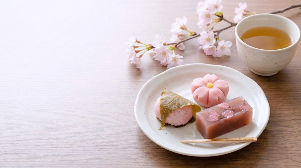 【フリー素材】おしゃれなカフェの春の桜スイーツ０