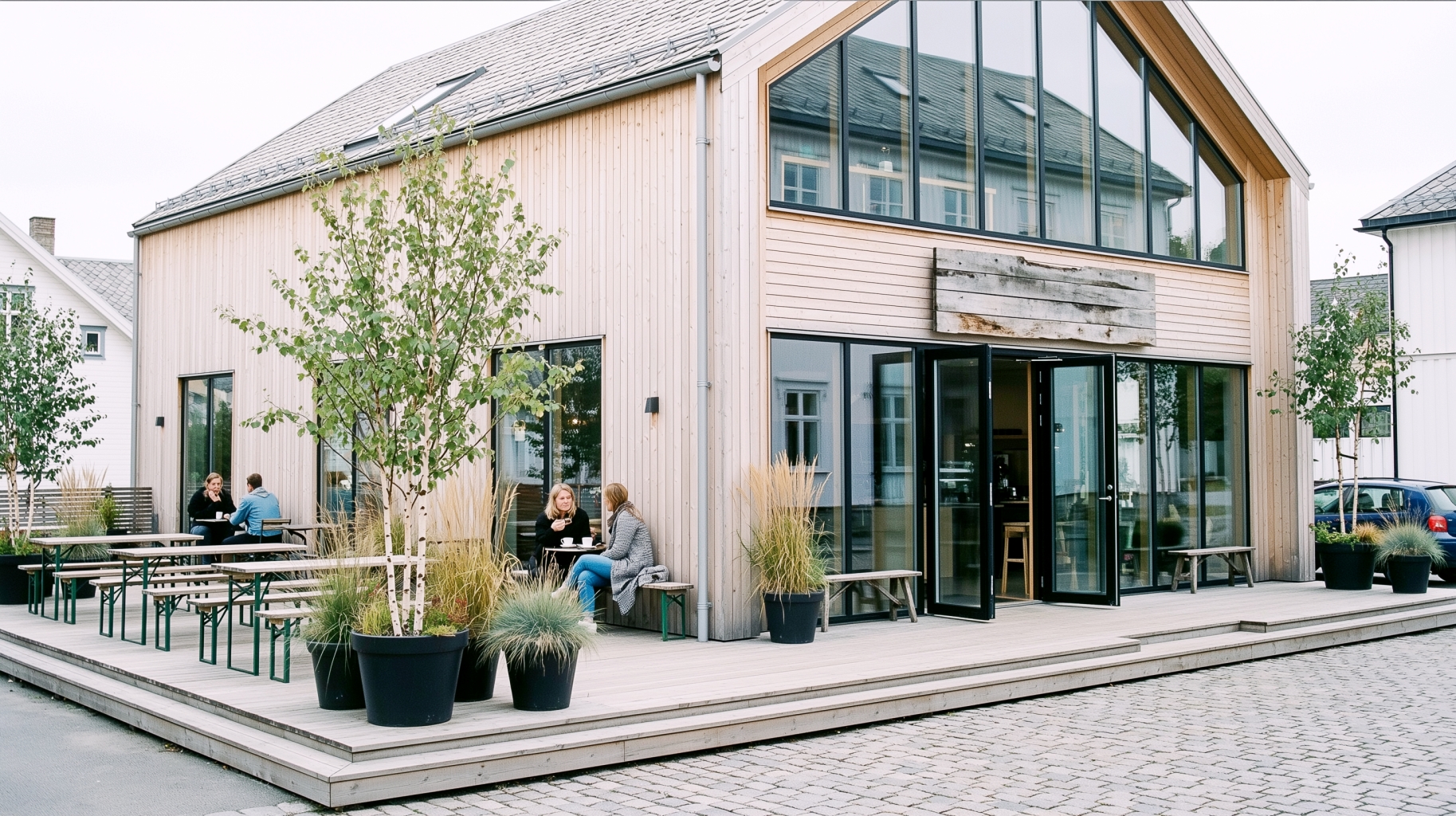 北欧カフェの外観フリー素材・無料画像｜おしゃれな店舗写真